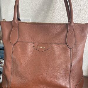 Lodis Chestnut Leather Tote